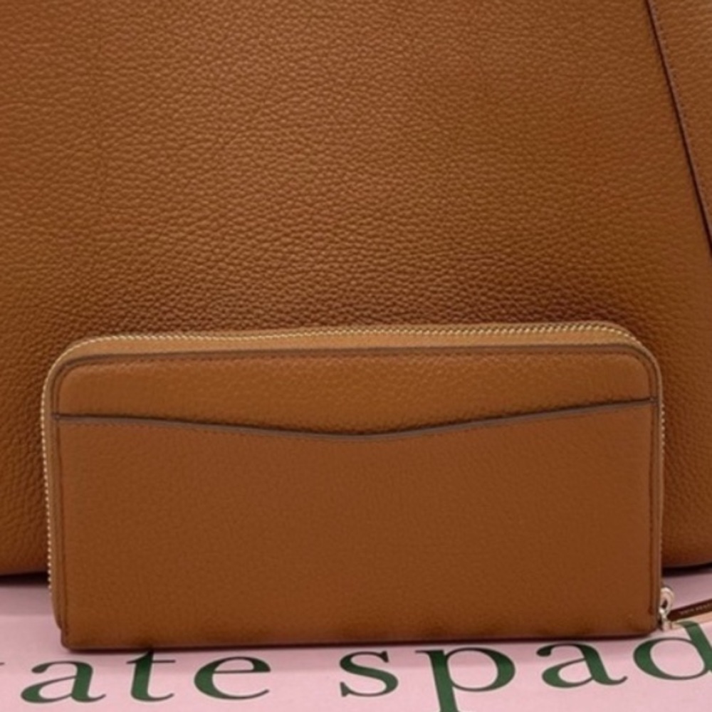 kate spade tan leather zip-around wallet - Picture 8 of 8